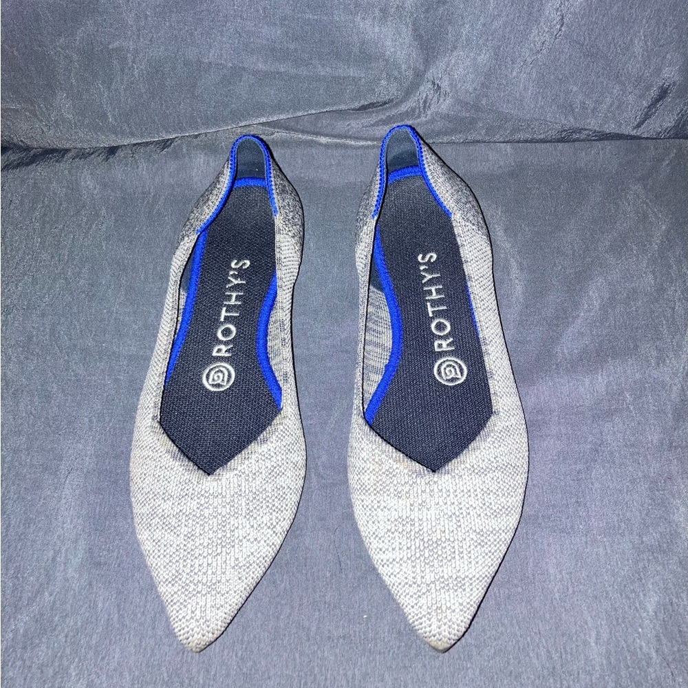 Rothy’s The Point Cloud Gray Birdseye Flat, Size: 7